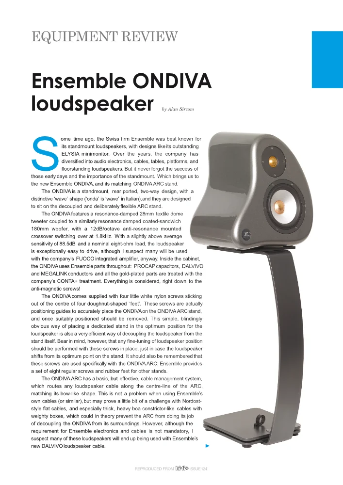 SP4 Ensemble ONDIVA review Hifi+ 124 HR w o pr